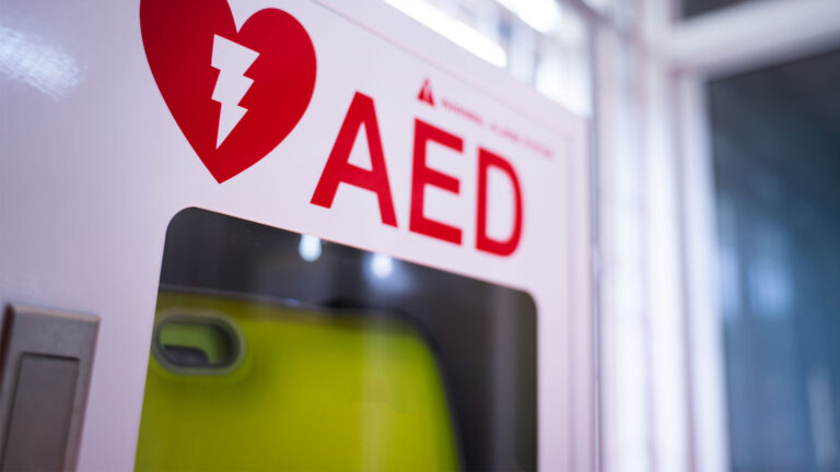 Closeup of automated external defibrillator